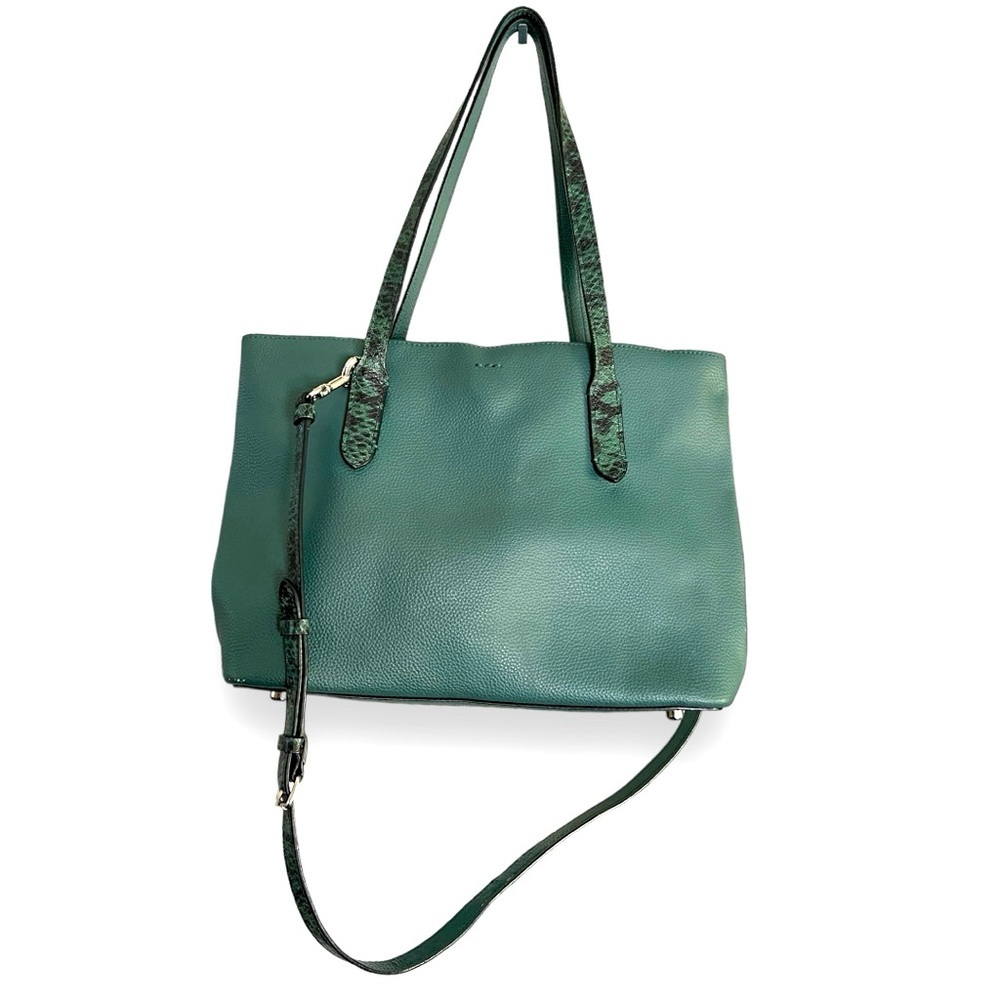 Coach Classic Avenue Cary-all Bag Dark Turquoise Green Snakeskin Embossed Straps - Picture 2 of 13